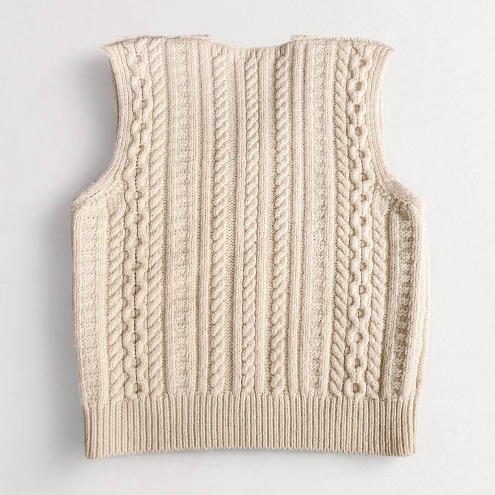 Vtg 100% Aran Wool Heritage Sweater Vest Fisherman Cable Knit Made In Ireland - Picture 6 of 8
